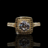 Anillo solitario, montura princesa con incrustación de zirconia milimétrica, oro 10K1
