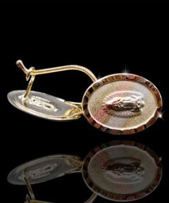 Arete Virgen ovalado florentino, oro 10K
