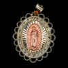 Medalla Virgen Rosa, bisel con zirconia, oro 10K