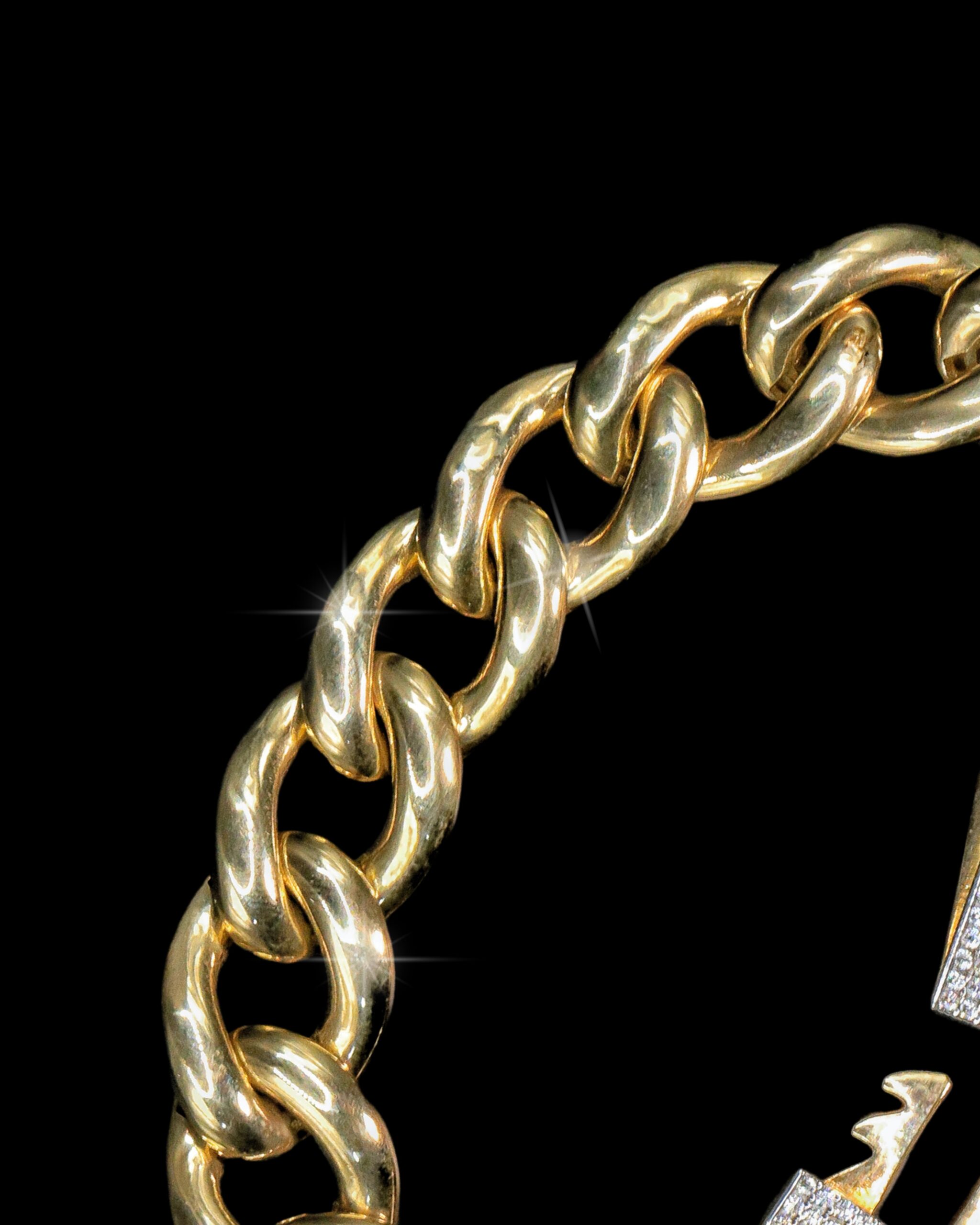 Pulso cubano con zirconia en el broche en oro italiano 10K - Imagen 3