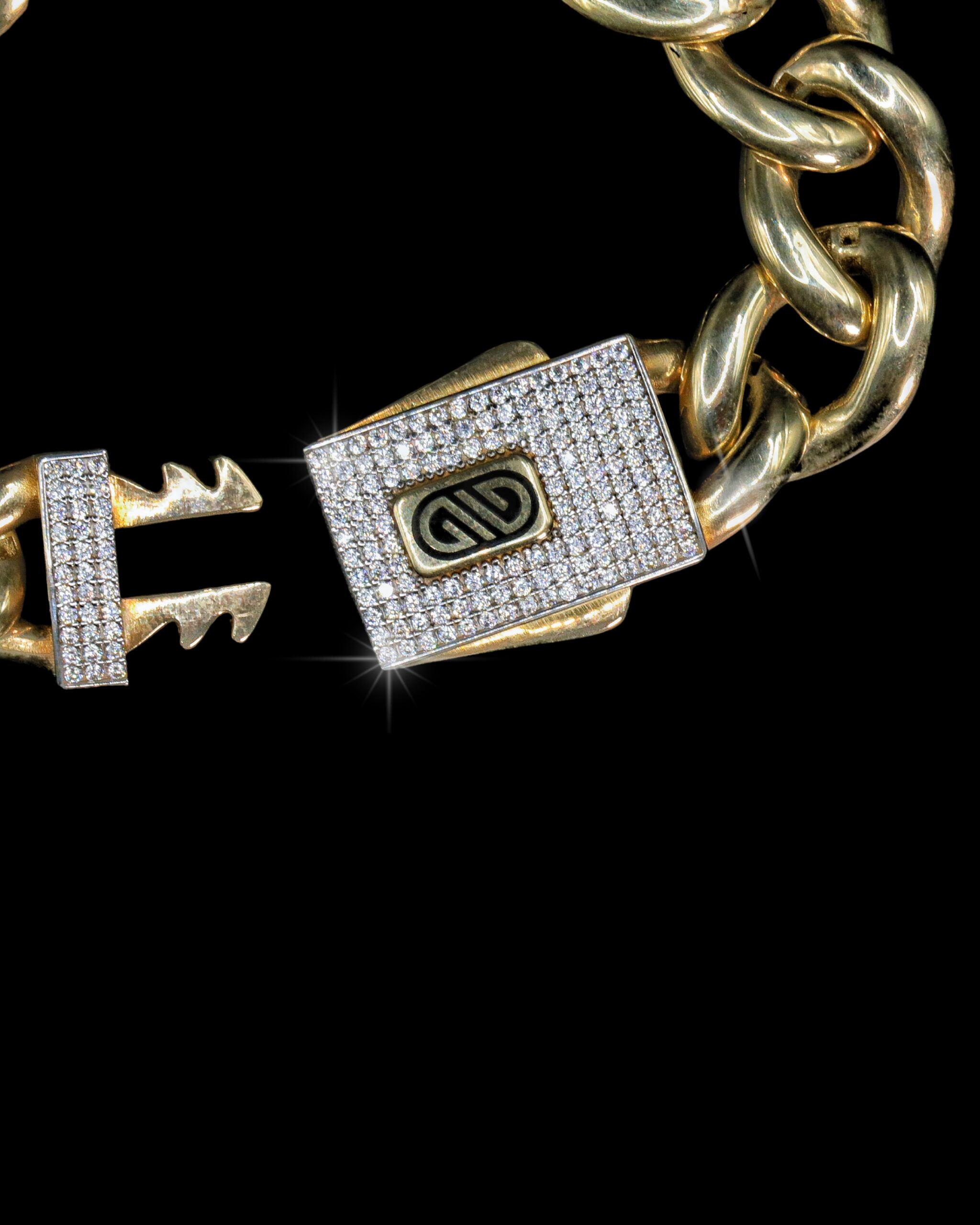 Pulso cubano con zirconia en el broche en oro italiano 10K - Imagen 2